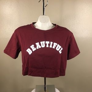 Letter Print Ripped Back Crop Top